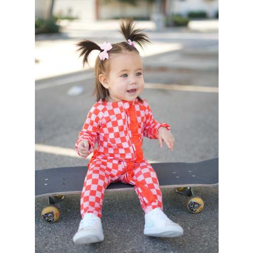 Pink Checked Out Ruffle Snoozer – Fletch