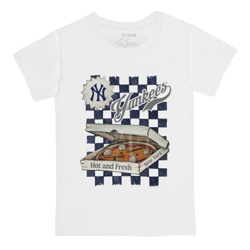 New York Yankees Tiny Turnip Toddler Pizza T-Shirt - White