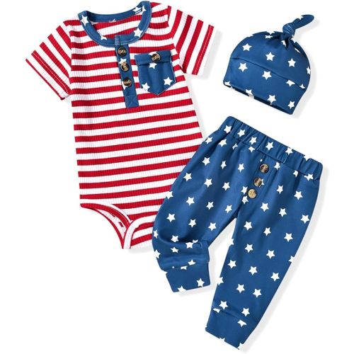 Aalizzwell Newborn Infant Baby Boys Striped Summer Outfit