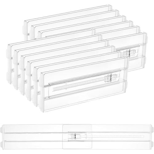 Vtopmart 12 Pack Drawer Dividers for Clothes, 4" High 10.2"-16.5" Adjustable Expandable Dresser Drawer Organizer, Clear Plastic Separators for Dresser, Baby Clothing, Underwear, Cosmetic, Toiletries