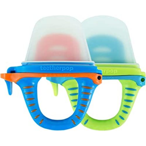 teetherpop No Mess Frozen Baby Teethers, Fill w/ Breastmilk, Purees, Smoothies, Juice, USA Made, Medical Grade Materials, Soothie Pacifier, Baby Fruit Feeder, Teething Toys for Teething Relief