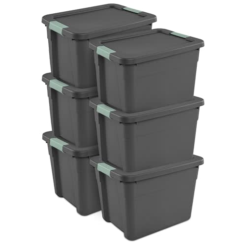 Sterilite Latch Tote Storage with Lids for Home & Office, 12 Gallon, 6-Pack | Heavy-Duty and Stackable Plastic Containers with Latches for Closet, Cabinet, Bedroom, Bathroom and Dorm Room Organization