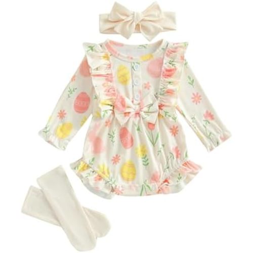 My First Easter Baby Girl Outfit Bunny Newborn Romper Shorts Skirt Socks Set Infant Toddler Cute Summer Clothes