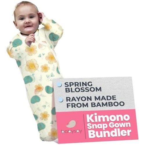 Babysoy Newborn Baby Kimono Wrap Around Snap Sleeper Gown Sack Bundler