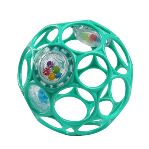 Bright Starts Oball Easy-Grasp Rattle BPA-Free Infant Toy in Teal, Age Newborn and up, 4 Inches