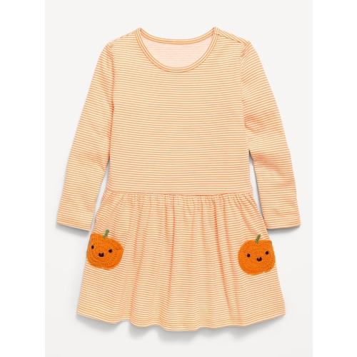 Printed Long-Sleeve Drop-Waist Dress for Toddler Girls