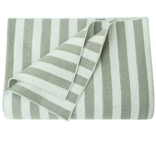 Cotton Cable Knit Stripe Baby Blanket, Super Soft Toddler Blanket, 30 × 40 Inches, Silver - NTBAY