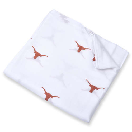 University of Texas Muslin Swaddle Blanket – Officially Licensed UT Baby Swaddle | Soft Breathable 47x47 Longhorns Blanket