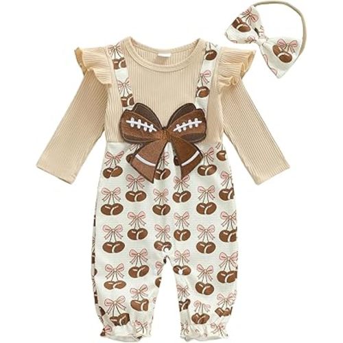 Newborn Baby Girl Fall Clothes Corduroy Floral Bow Onesie Jumpsuits Ruffle Long Sleeve Outfit Infant Cute Romper