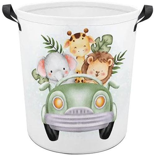 Cartoon Baby Laundry Basket Jungle Nursery Decor Elephant Giraffe Hampers Boys Hamper Clothes Toy Storage Bin Kids