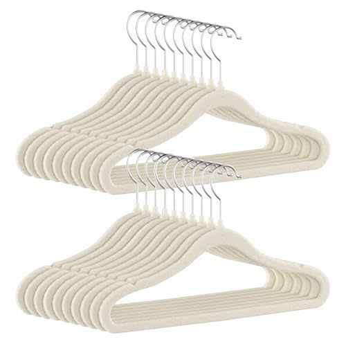 GoodtoU Kids Velvet Hangers Baby Hangers for Closet 20 Pack Non Slip Childrens Infant Hanger Beige