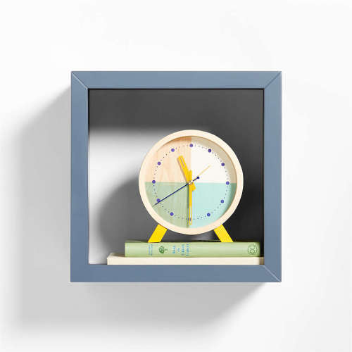 Ever Simple 12" Slate Blue Wood Floating Cube Shelf