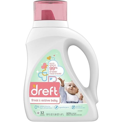 Dreft Stage 2: Active Baby Liquid Laundry Detergent, 32 Loads 46 fl oz (Packaging May Vary)