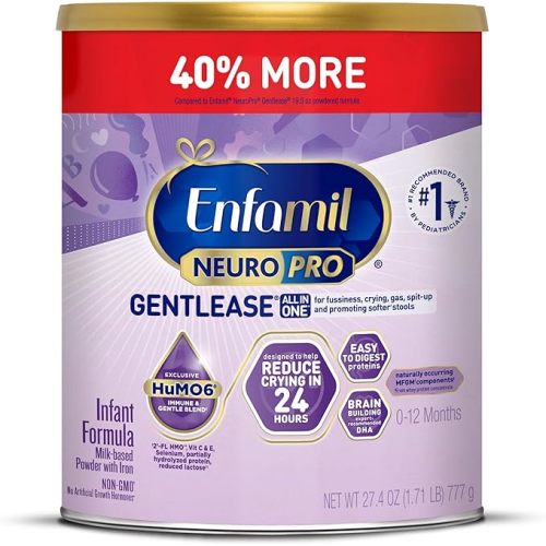 Enfamil NeuroPro Gentlease for easing Fussiness, Crying, Gas, Spit-up in 24 Hrs, Smaller Proteins for Easy Digestion, Brain Supporting DHA, Prebiotic Blend, HuMO6*, Baby Formula, 27.4 Oz Can
