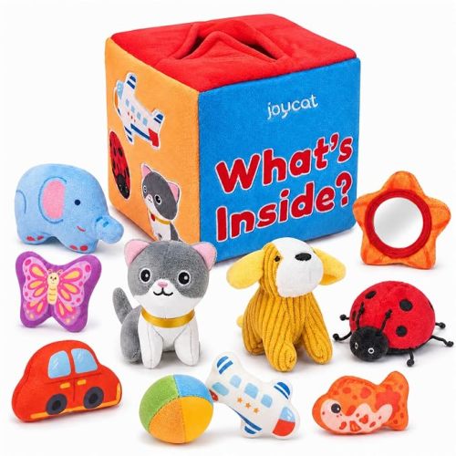 JoyCat Baby Toys 6-12 Months, Mystery Soft Box 10 Sensory Objects, Rattle