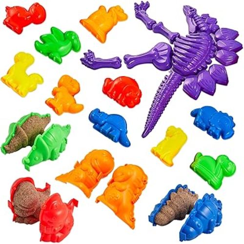 USA Toyz Dinosaur Sand Molds Beach Toys for Kids- 23pk Sandbox Toy for Toddlers, Compatible with Foam or Molding Clay, 3D Beach Sand Castle Building, Water Tables, Indoor Outdoor Sensory Toys for Kids