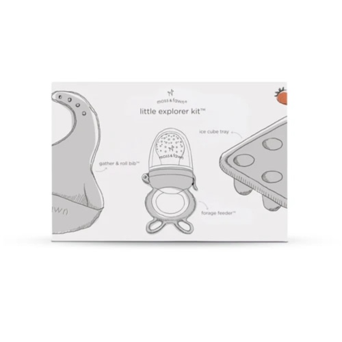 Little Explorer Kit – Feeder, Ice Cube Tray & Gather & Roll Bib Bundle – Moss & Fawn