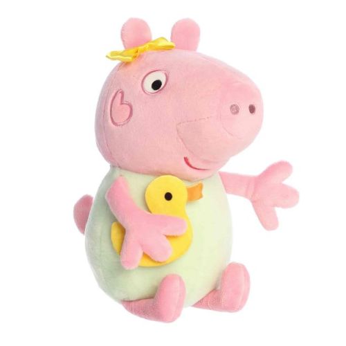 Aurora Medium Baby Evie With Rubber Ducky Peppa Pig Playful Stuffed Animal Pink 12"