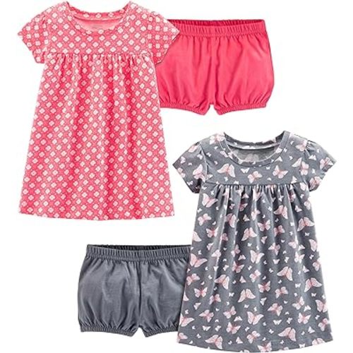 Simple Joys by Carter's Girls' Short-Sleeve and Sleeveless Dress Sets, Pack of 2