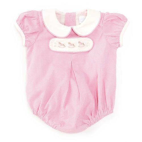 Edgehill Collection Baby Girls Peter Pan Cap Sleeve Tab Bubble Romper