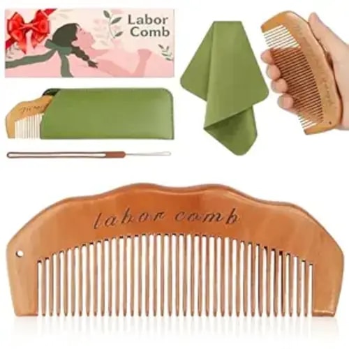 Birth Comb for Labor Pain, Natural Wooden Labor Combs for Women Pregnancy, pregnancy hospital bag essentials＆Delivery Essentials, Baby Comb ＆ Shower Comb for New Mom Gifts