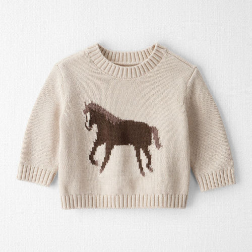 Oatmeal Brown Baby Organic Cotton Horse Sweater Knit | Carter’s Oshkosh Canada