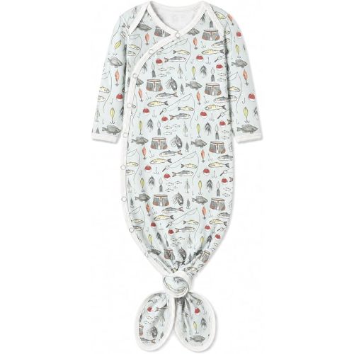 Copper Pearl Baby Gown - Knotted Newborn Sleepers for Baby Boy and Girl, Soft Stretchy Long Sleeve Infant Gowns with Bottom Tie and Hand Mittens, Perfect Hospital Coming Home Outfit (Trout)