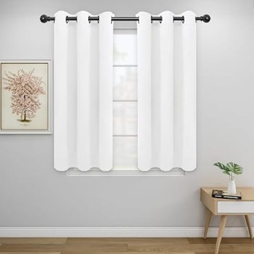 Easy-Going Thermal Grommet Curtains, 2 Panels 34x45 in, White