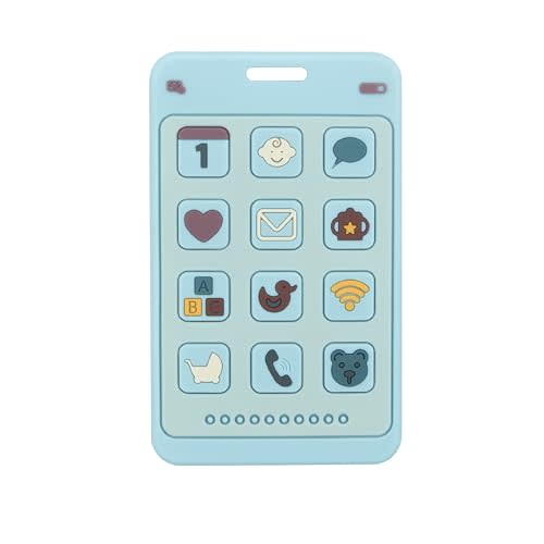 Soft Silicone Phone Shape Teether Boys Girls Baby Molar Teether Chew Toys, Teething Toy (Blue)