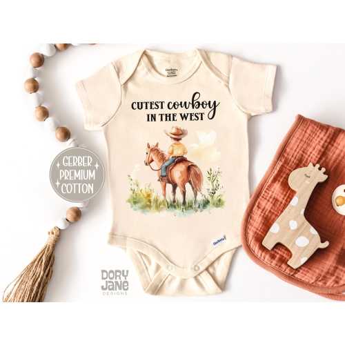 Western Cowboy Baby ONESIES® Brand Bodysuit Baby Boy Coming Home Outfit Cow Boy Western Theme Baby Shower Gift Cutest Cowboy in the West