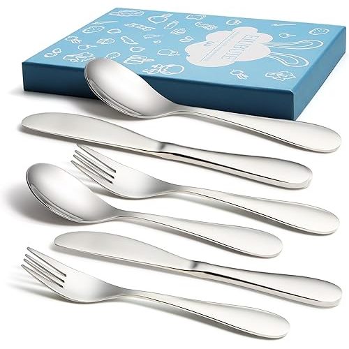 6 Piece Kids Silverware Set, EIUBUIE 18/10 Stainless Steel Toddler Utensils, Child and Baby Safe Flatware, Metal Kids Utensil Cutlery Set Includes 2 Toddler Forks and Spoons, 2 Butter Knives