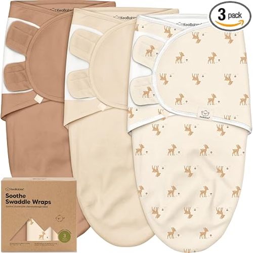 3-Pack Organic Baby Swaddle Sleep Sacks - Swaddles for Newborns, Infant 0-3 Months, Baby Girls, Boys, Soft & Snug Newborn Sleep Sack, Nursery Swaddling Blankets (Lil Fawn, OS)