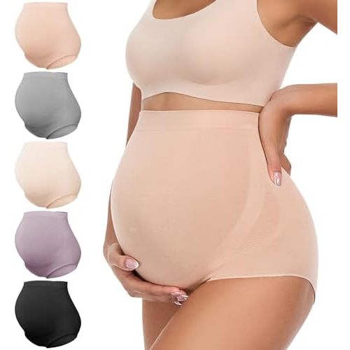 Summer Mae Maternity Underwear Viscose Derived from Bamboo, High Waist Soft Breathable Seamless Pregnancy Panties Over Bump