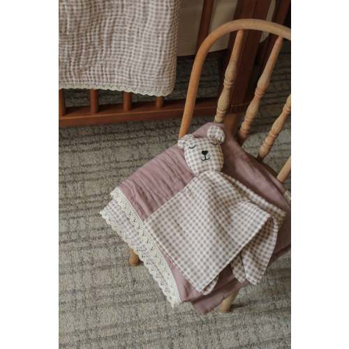 Mauve Solids + Gingham QUILTED 6 Layer Gauze Blanket