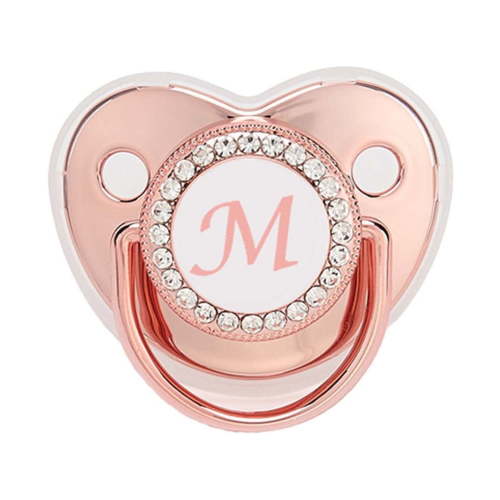 Fridja Bling Personalized Pink Baby Pacifier A-Z 26 Letters Baby Shower Gift