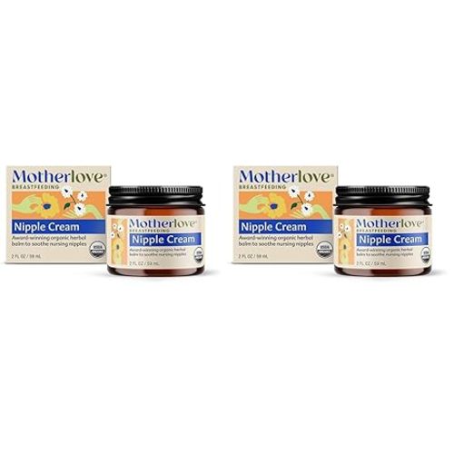 Motherlove Nipple Cream (2 oz) Organic Lanolin-Free Nipple Cream for Breastfeeding—Benefits Nursing & Pumping Moms (Pack of 2)