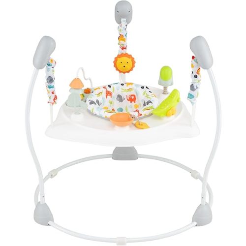 BABY JOY Baby Activity Center, Baby Jumpers and Bouncers with Music, 360° Rotating Seat, 3 Adjustable Heights, Montessori-Inspired Activity Center for Baby 7-15 Months (White)