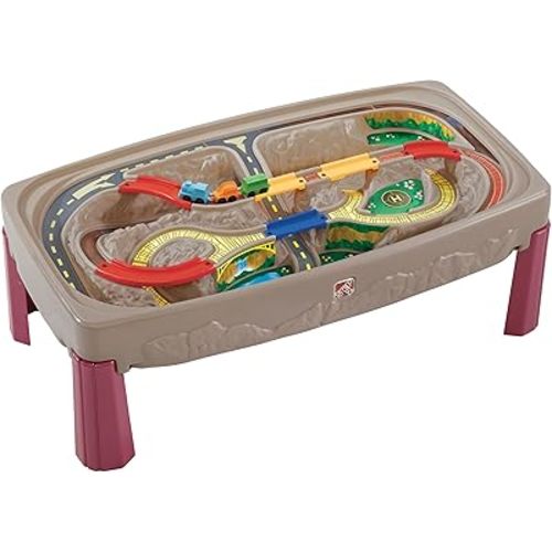 Step2 Deluxe Canyon Road Train & Track Table, Kids Activity Table for Cars, Cover Included, Made of Durable Plastic, Includes 3-Piece Train Set, For Toddlers 3+ Years Old