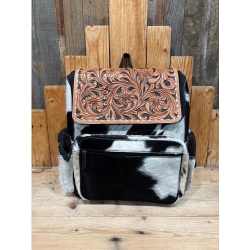 Tooled Leather & Cowhide Backpack!