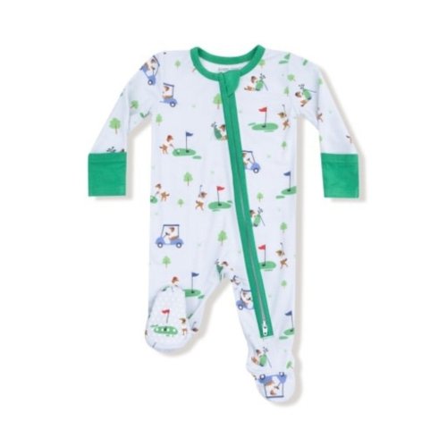 Dog Gone Golf - Blue - 2 Way Zipper Footie - The Sandbox Children's Boutique