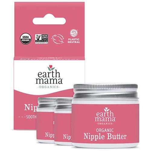 Organic Nipple Butter Breastfeeding Cream by Earth Mama | Lanolin-free, Postpartum Essentials Safe for Nursing, Non-GMO Project Verified, 2-Fluid Ounce (3-Pack) - 2 Fl Oz (Pack of 3)