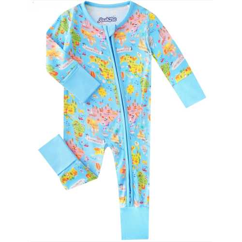 PoshTOT World Map Bamboo Baby Convertible Zippy Romper