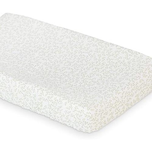 lulujo Baby Changing Pad Cover 100% Cotton Muslin Fitted Standard Size, 32 x 16 Inches, Greenery