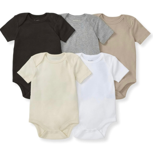 Burt's Bees Baby Bodysuits, Short Sleeve and Long Sleeve One-Pieces, 100% Organic Cotton, Pack of 5