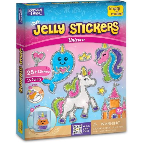 Imagimake DIY Jelly Stickers - Unicorn Craft Kit | 25+ Sticker Templates, Glass Paint | Art Kit for Kids Ages 3-7 | Kids Activities | Unicorn Gifts for Girls Age 3,4,5,6,7 Years Old