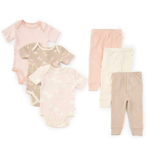 Burt's Bees Baby Girls Short Sleeve Printed Bodysuit & Solid Pant 6-Piece Set | Dillard's