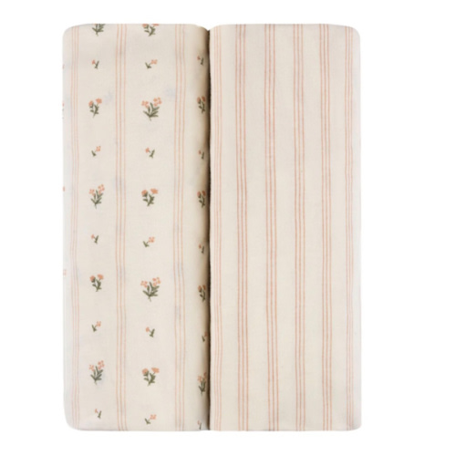 Linear Floral Crib Sheet Set Crib Sheet Set – Ely's & Co.