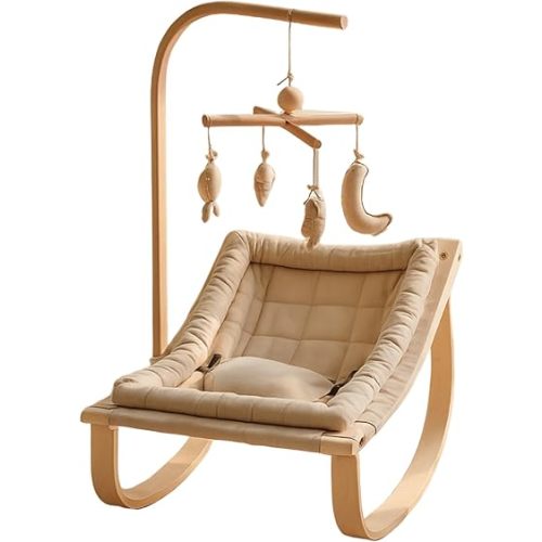 Kids Hammock Bed for Children Ages 3 to 5 Years, 15 to 36 kg Capacity, Comfortable Fabric with Wooden Frame, Large Size 66 x 150 cm, Portable and Easy to Assemble for Indoor and Outdoor Use (Brown-4)