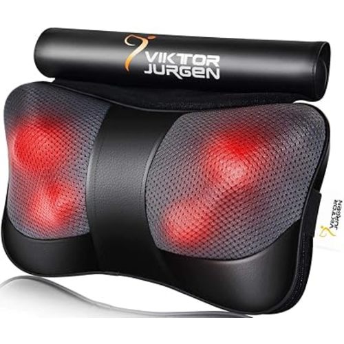 VIKTOR JURGEN Shiatsu Back Massager Heat for Pain Relief, Leather Black