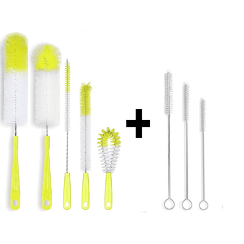 ZOUYUE 8 Pcs Bottle Cleaning Brush Set Long Handle Black Bottle Cleaner Sturdy Food Grade for Cleaning Baby Bottles Sports Water Bottles Flask